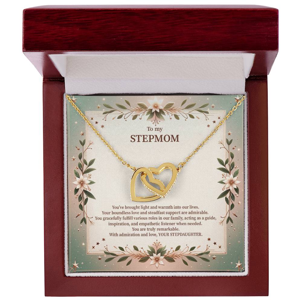 4049c Interlocking Hearts Necklace, Gift to my Stepmom with Beautiful Message Card