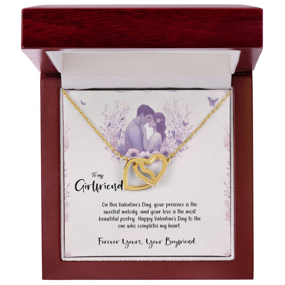 Valentine-st14c Interlocking Hearts Necklace, Gift to my Girlfriend with Beautiful Message Card