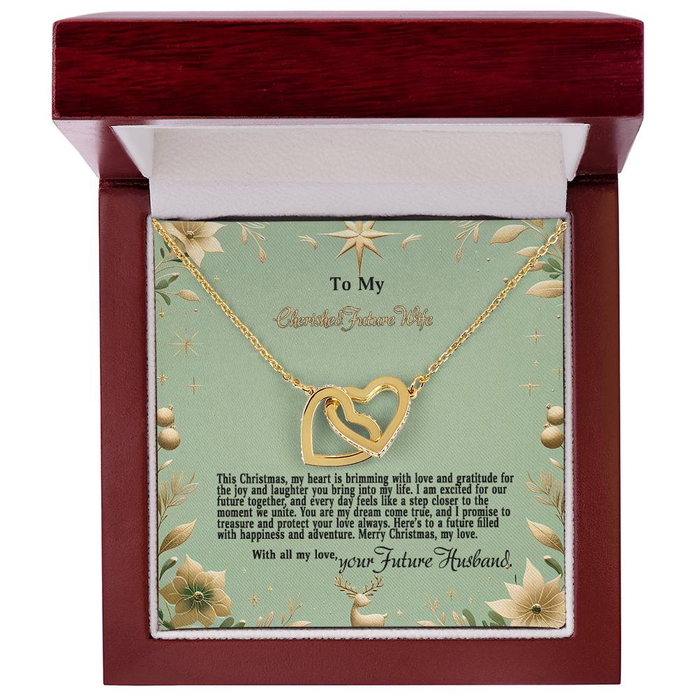 4047c Interlocking Hearts Necklace, Gift to my Future Wife with Beautiful Message Card