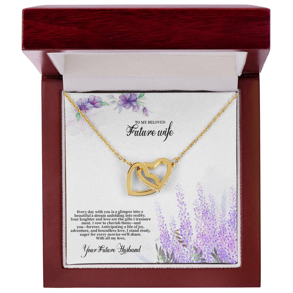 4030 (3) Interlocking Hearts Necklace, Gift to my Future Wife with Beautiful Message Card