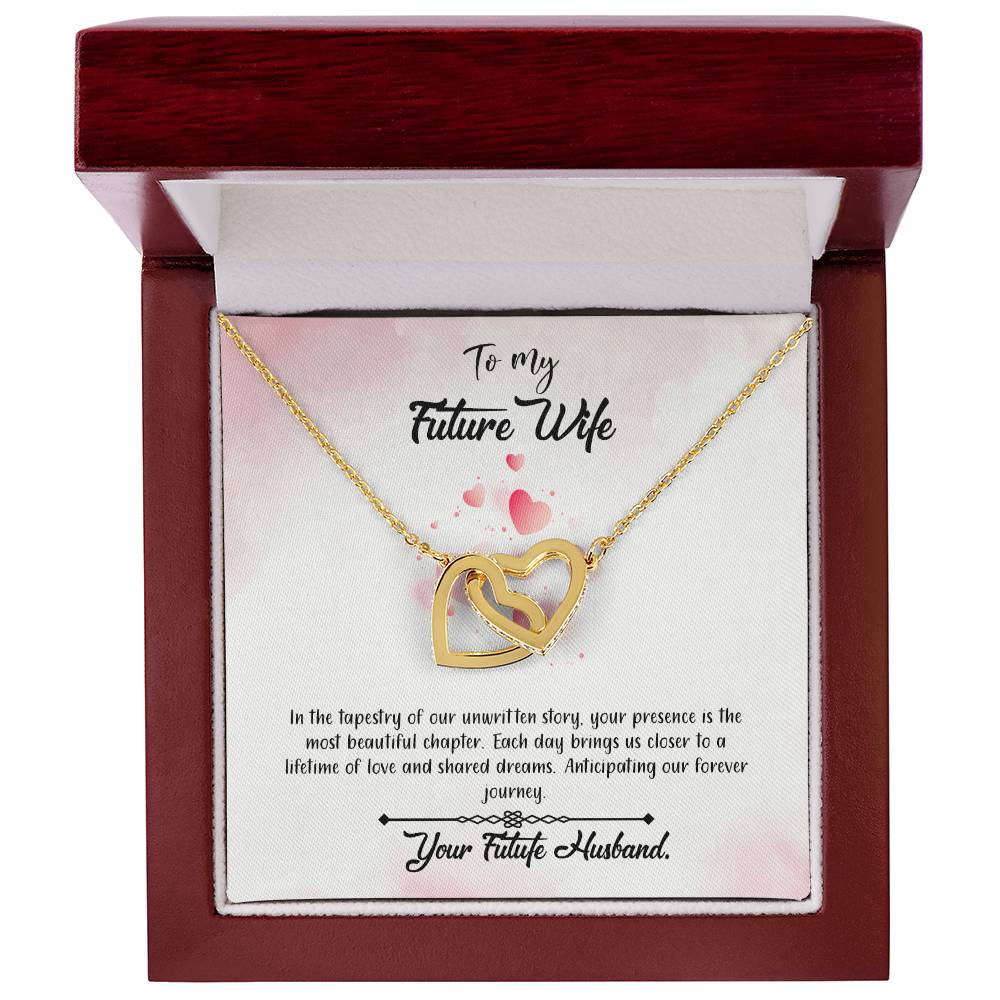 valentine-12d Interlocking Hearts Necklace, Gift to my Future Wife with Beautiful Message Card