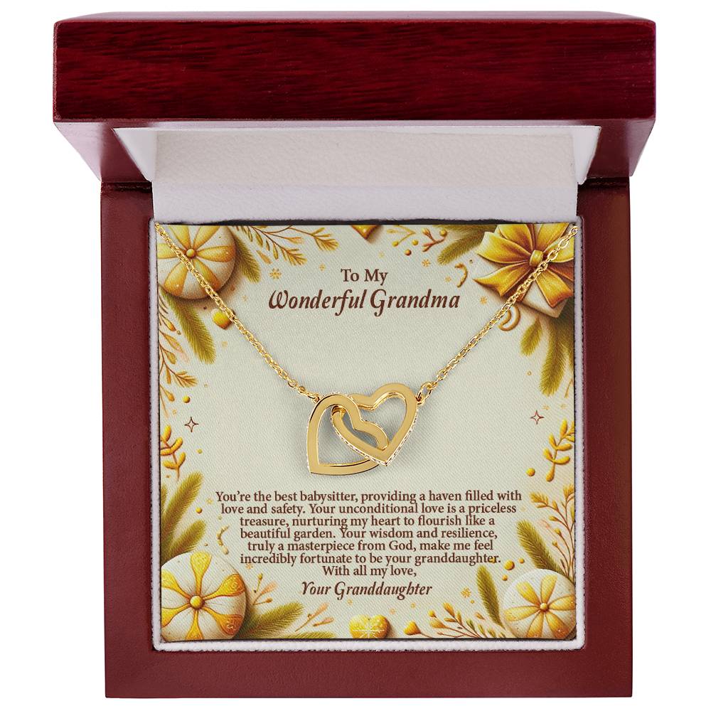 4056a Interlocking Hearts Necklace, Gift to my Grandma with Beautiful Message Card