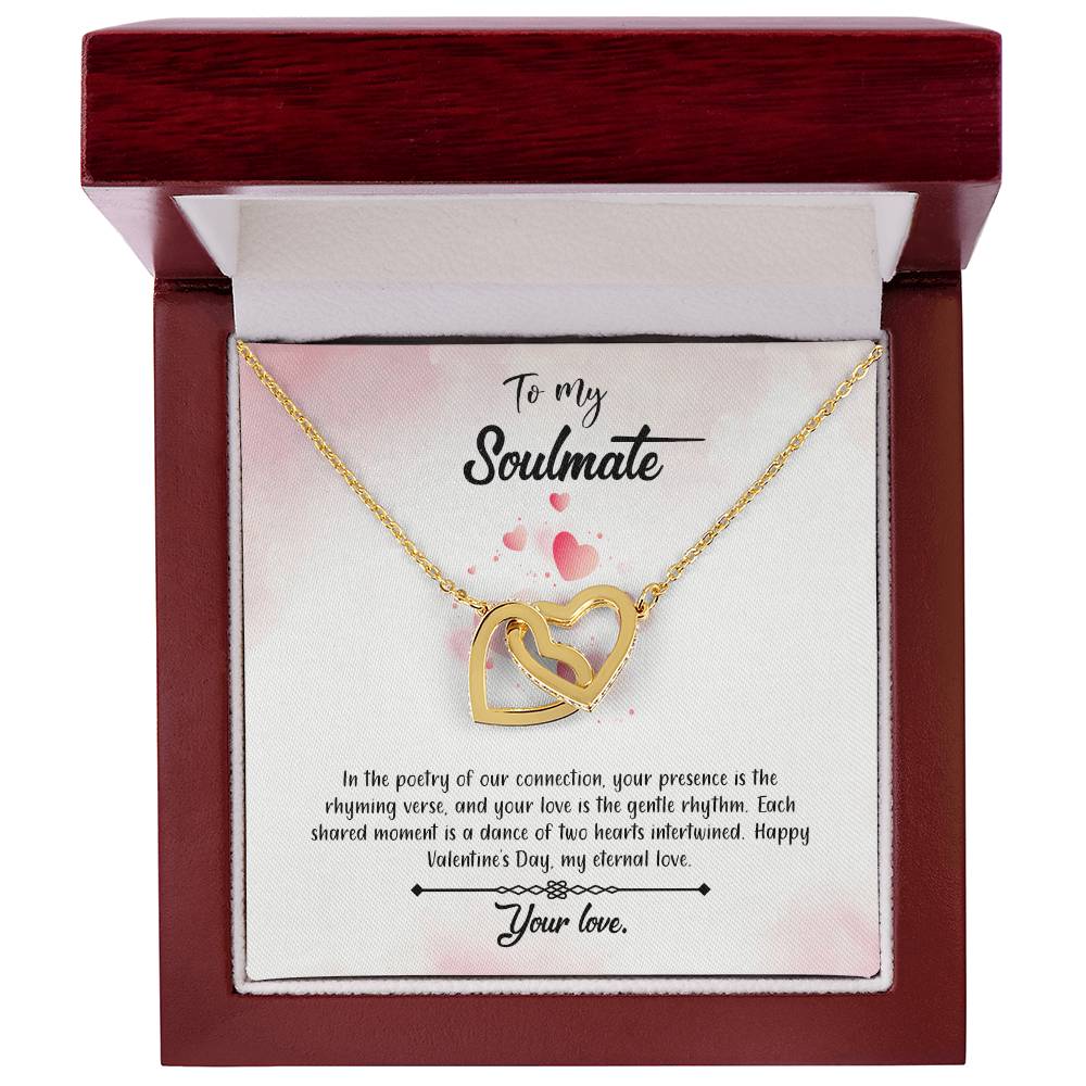 valentine-12b Interlocking Hearts neck, Gift to My Soulmate with Message Card