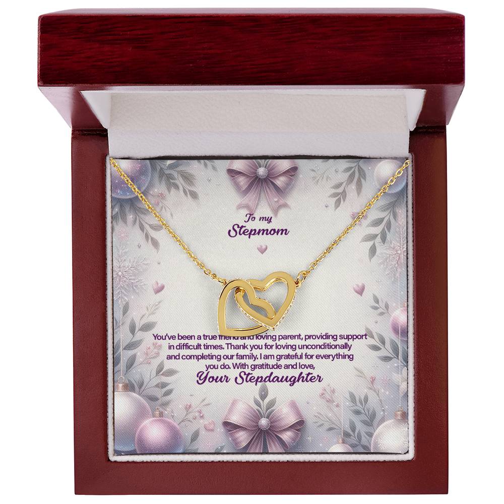 4053b Interlocking Hearts Necklace, Gift to my Stepmom with Beautiful Message Card