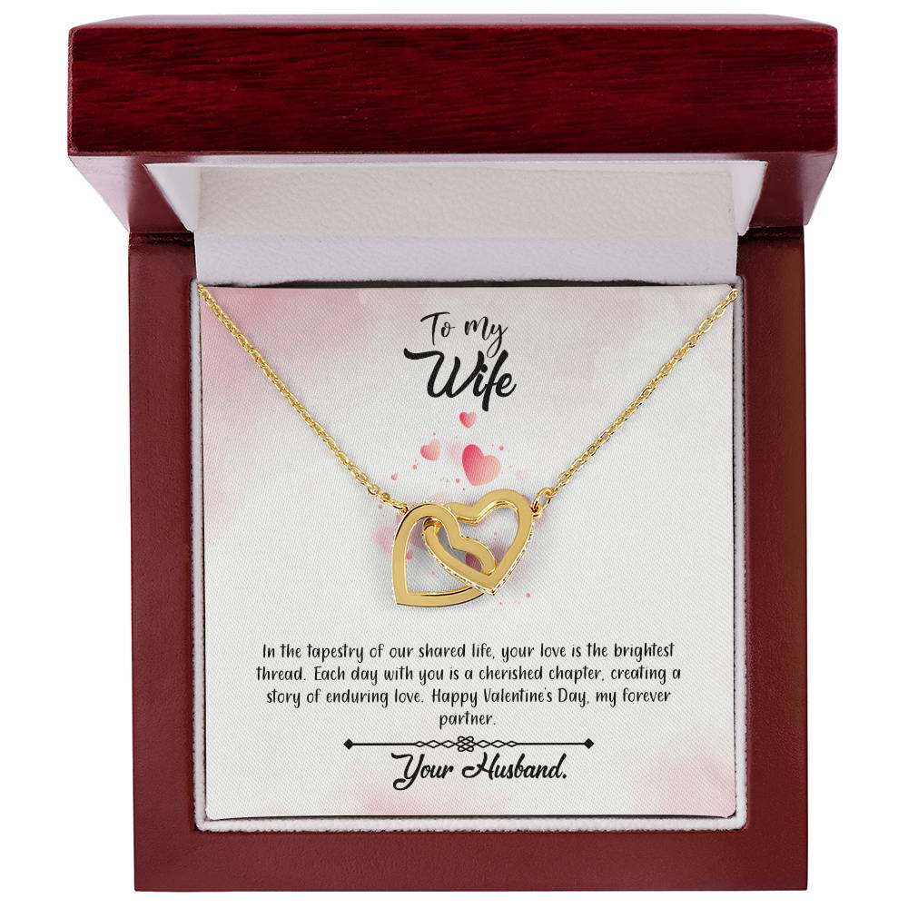 valentine-12a Interlocking Hearts Necklace, Gift to my Wife with Beautiful Message Card