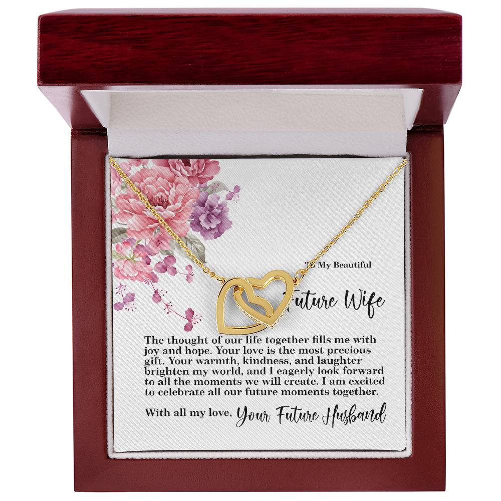 4027 Interlocking Hearts Necklace, Gift to my Future Wife with Beautiful Message Card