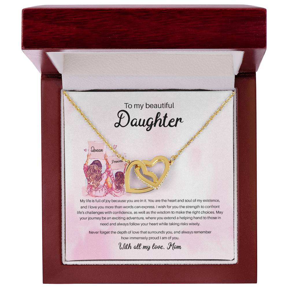 94941 a Interlocking Hearts Necklace, Gift to my Daughter with Beautiful Message Card