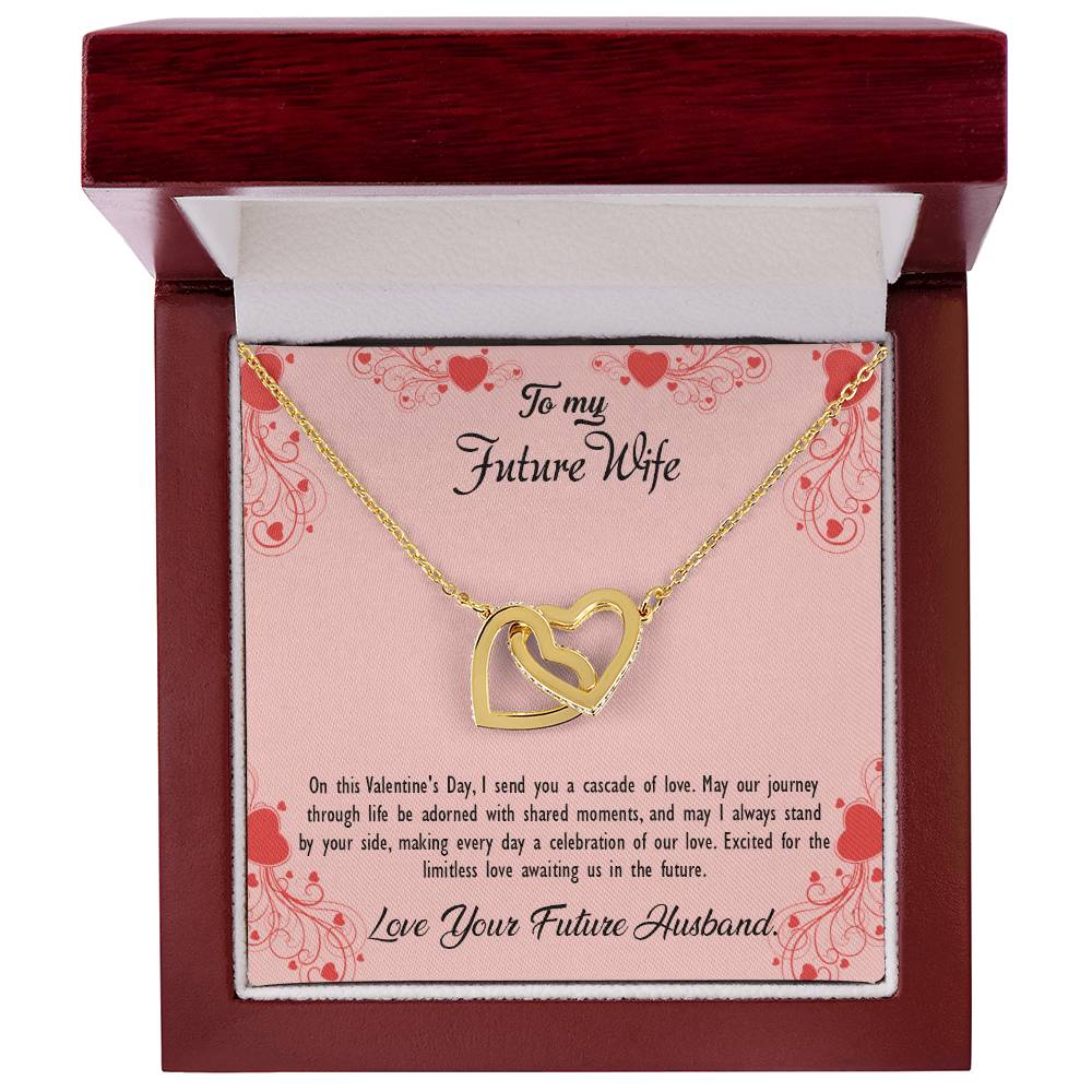 valentine-29d Interlocking Hearts Necklace, Gift to my Future Wife with Beautiful Message Card