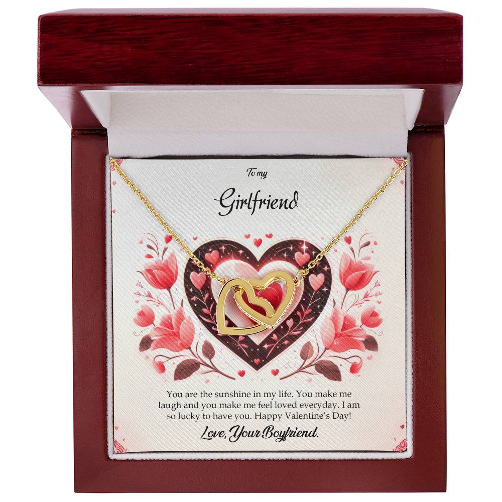 Valentine-st5c Interlocking Hearts Necklace, Gift to my Girlfriend with Beautiful Message Card