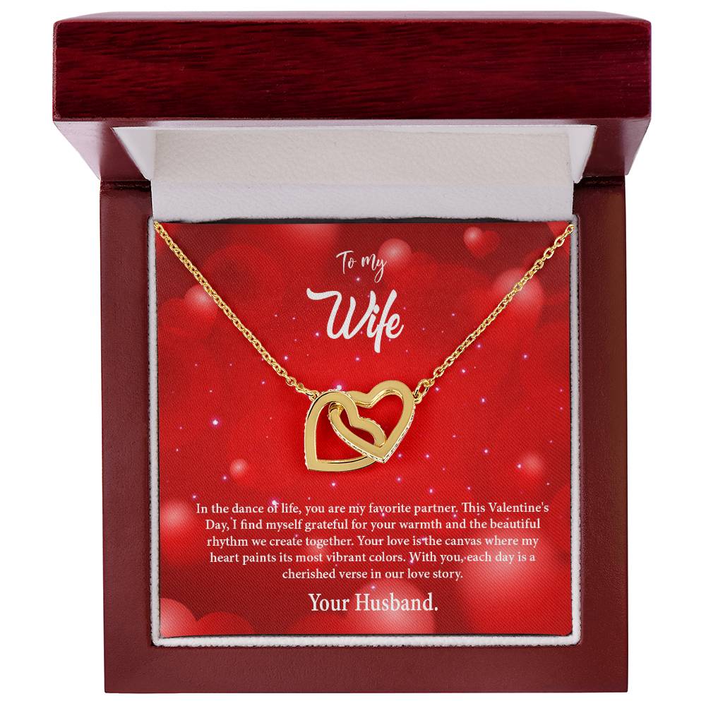 valentine-34a Interlocking Hearts Necklace, Gift to my Wife with Beautiful Message Card