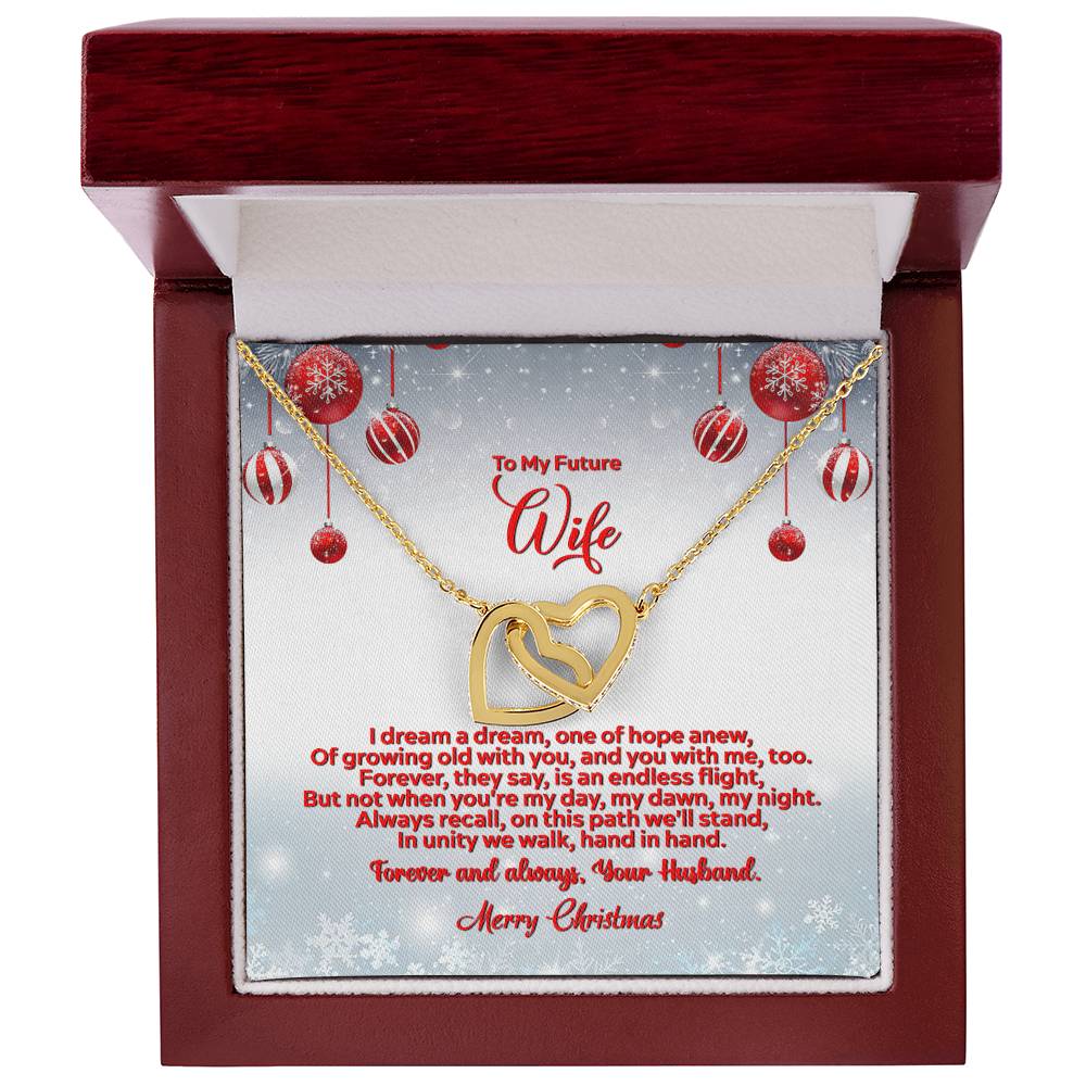 4012b Interlocking Hearts neck, Gift to my Wife with Beautiful Message Card