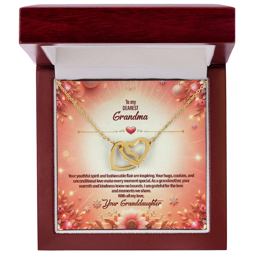 4051c Interlocking Hearts Necklace, Gift to my Grandma with Beautiful Message Card