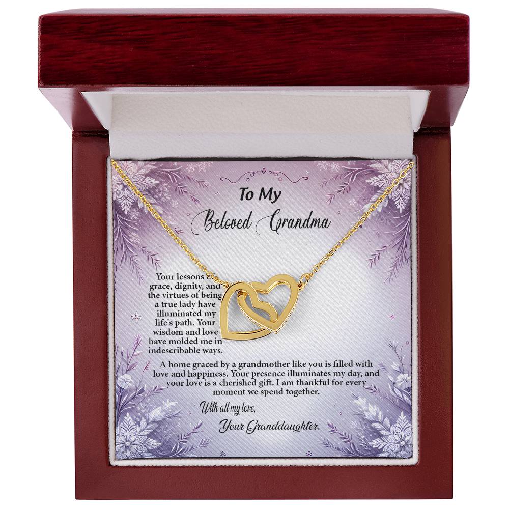 4054a Interlocking Hearts Necklace, Gift to my Grandma with Beautiful Message Card