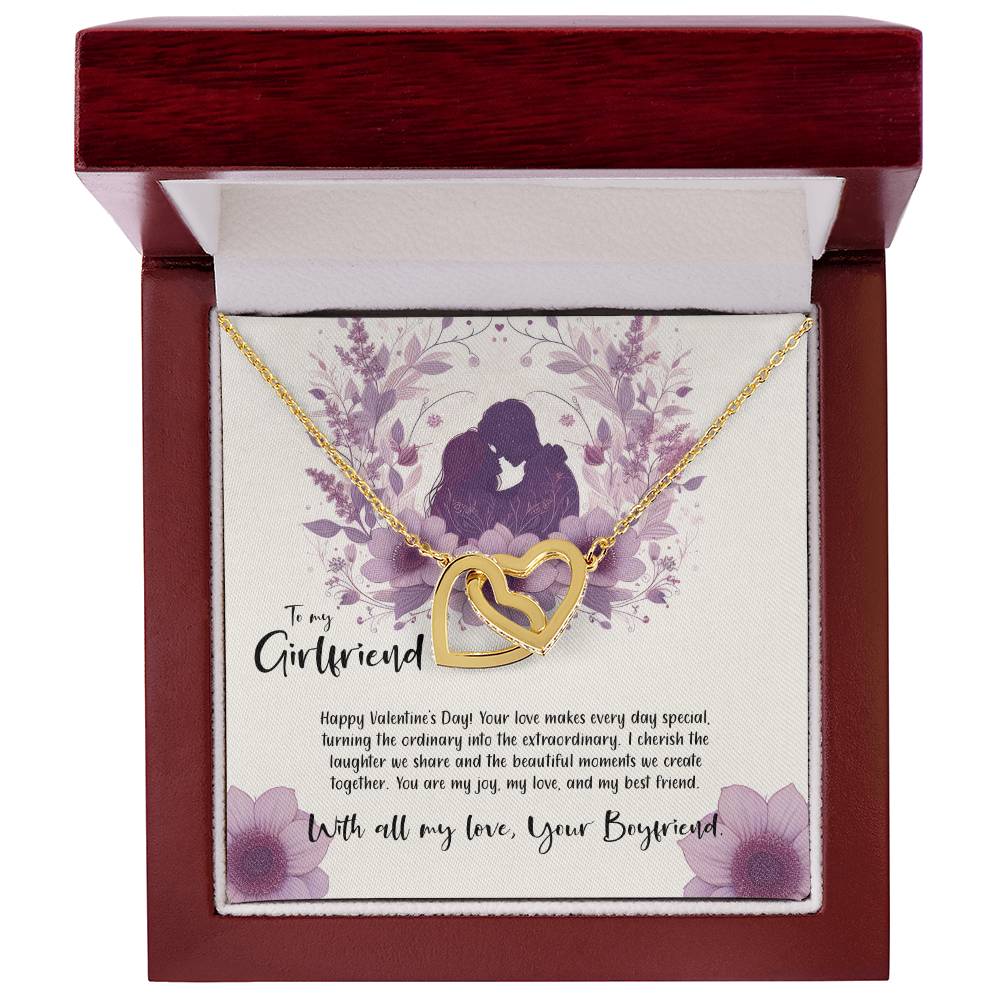 Valentine-st9c Interlocking Hearts Necklace, Gift to my Girlfriend with Beautiful Message Card