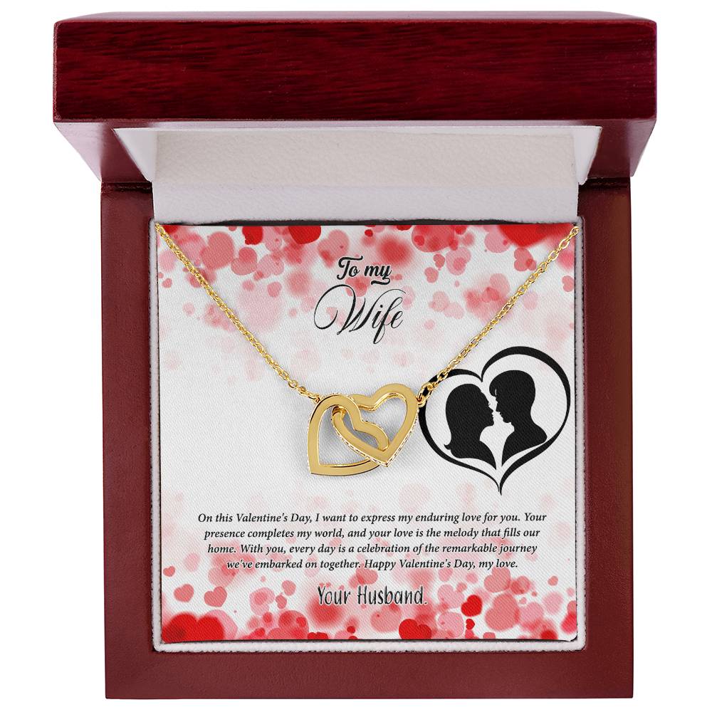 valentine-36a Interlocking Hearts Necklace, Gift to my Wife with Beautiful Message Card