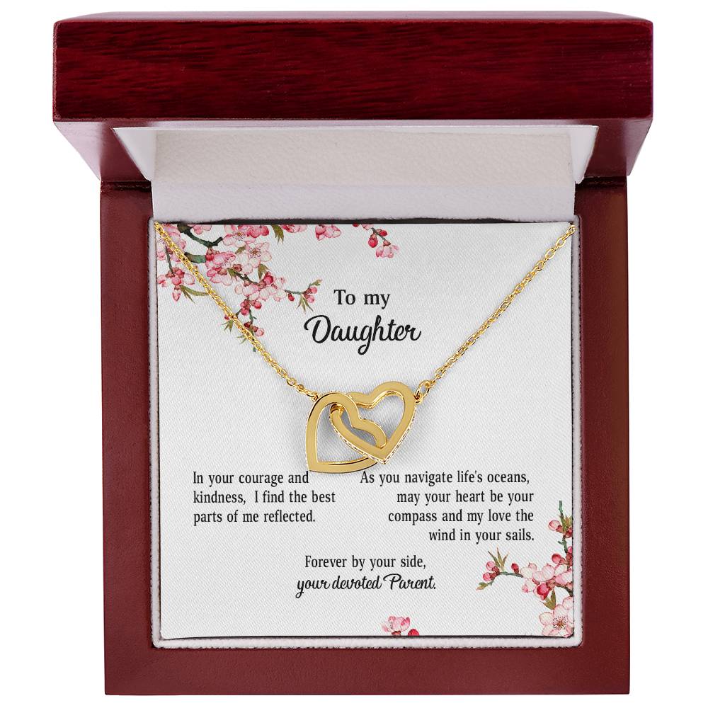 4039a Interlocking Hearts Necklace, Gift to my Daughter with Beautiful Message Card