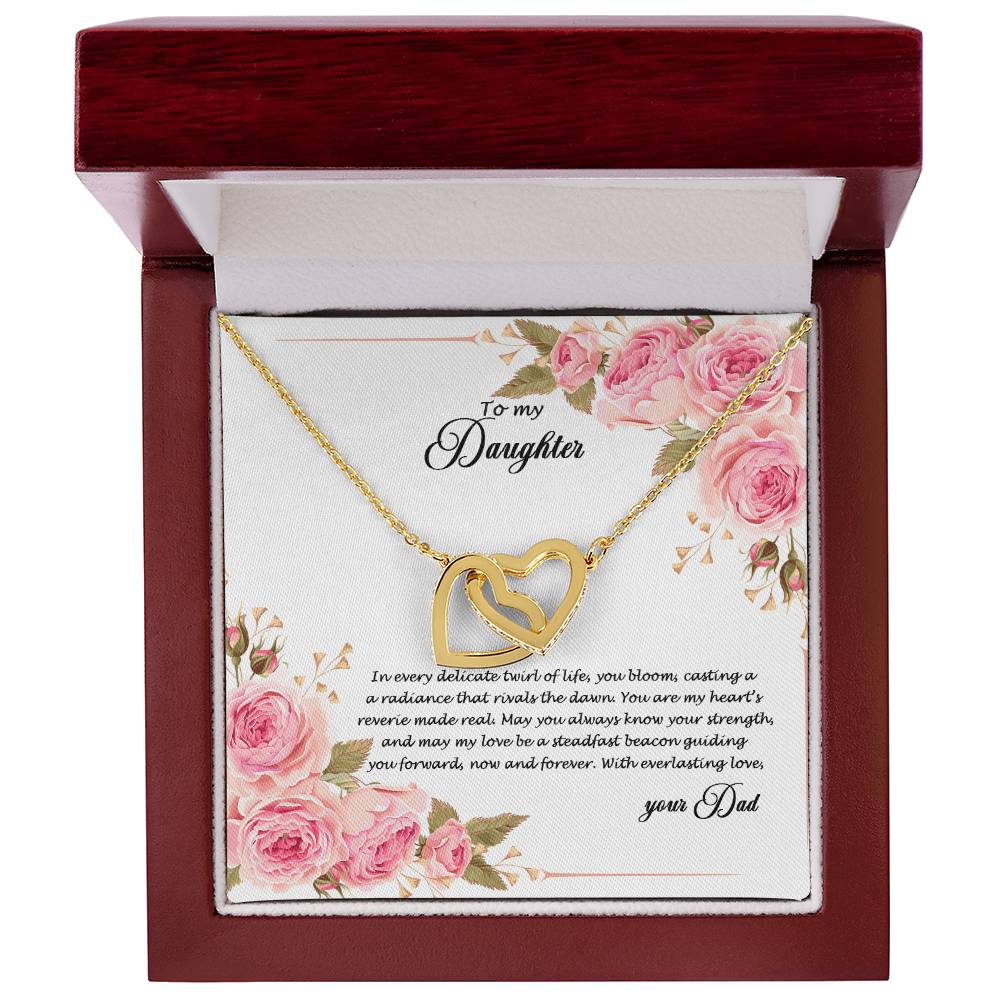 4034 (b) Interlocking Hearts Necklace, Gift to my Daughter with Beautiful Message Card