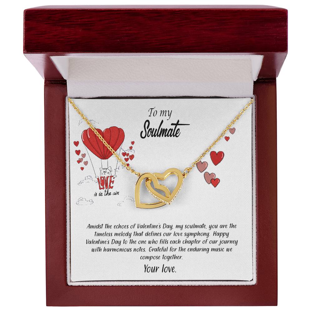 valentine-24b Interlocking Hearts neck, Gift to My Soulmate with Message Card