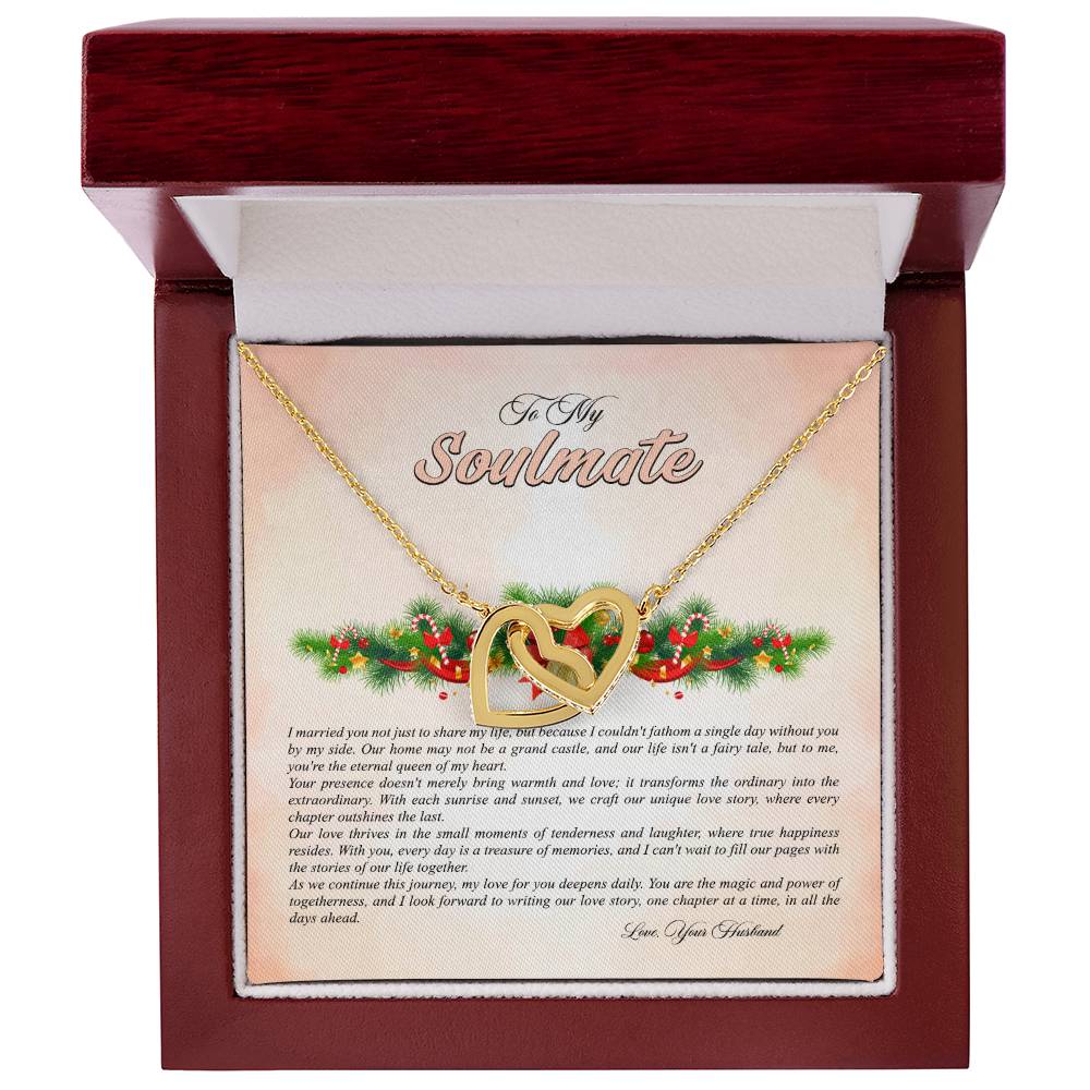 4009b Interlocking Hearts neck, Gift to My Soulmate with Message Card