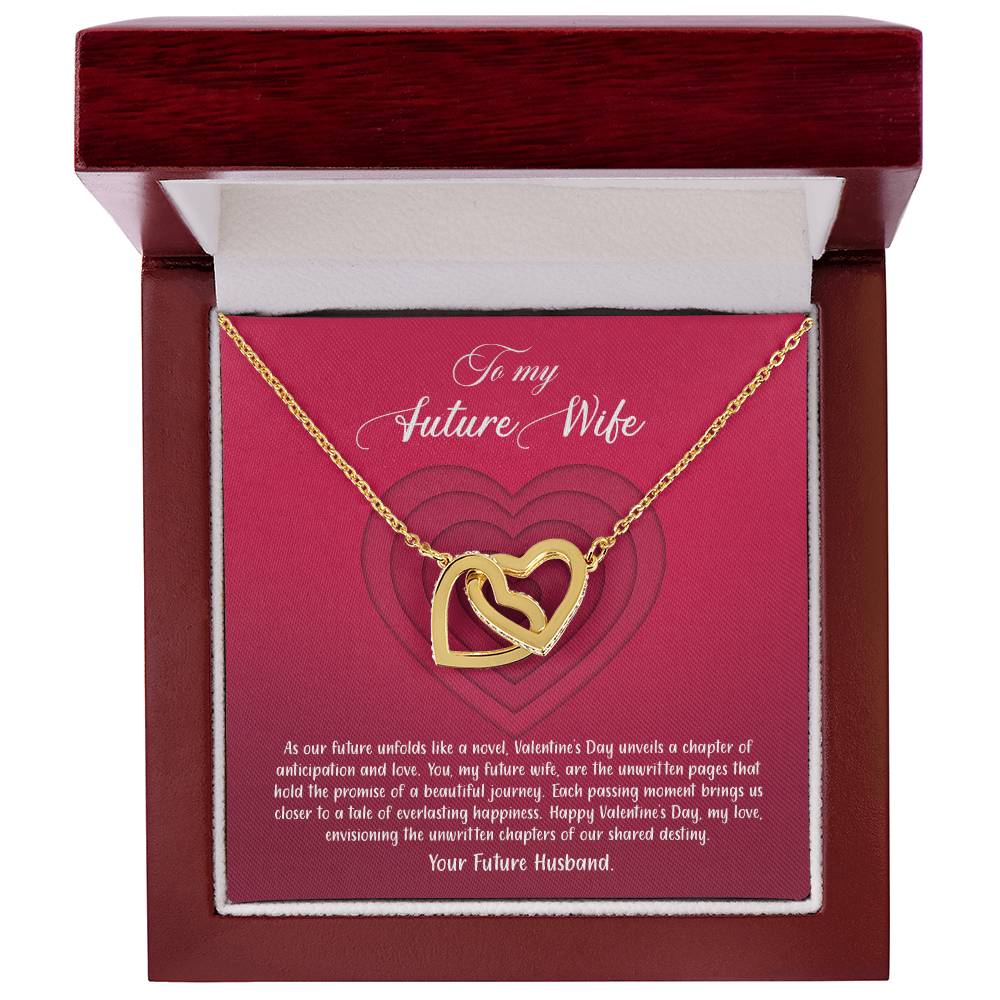 valentine-9d Interlocking Hearts Necklace, Gift to my Future Wife with Beautiful Message Card