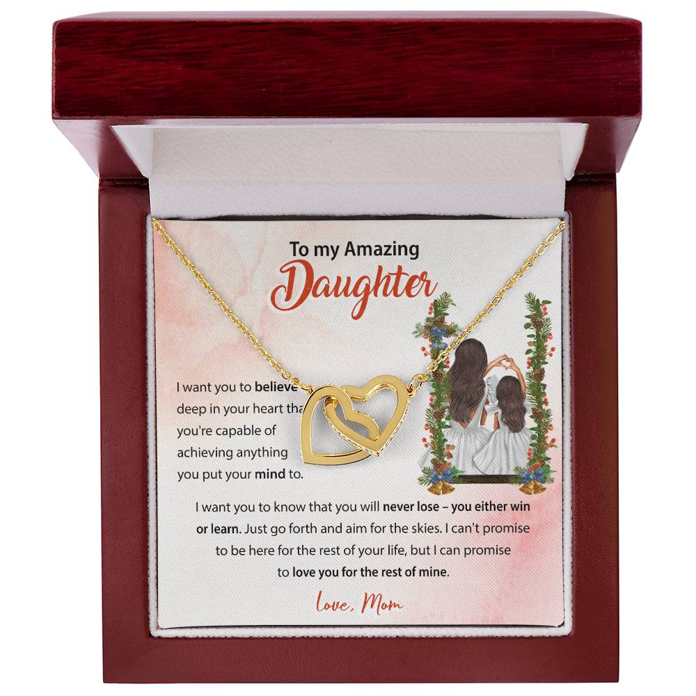 94683c Interlocking Hearts Necklace, Gift to my Daughter with Beautiful Message Card