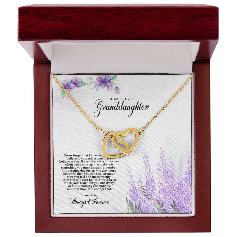 4030 (b) Interlocking Hearts Necklace, Gift to My Granddaughter , with beautiful message card