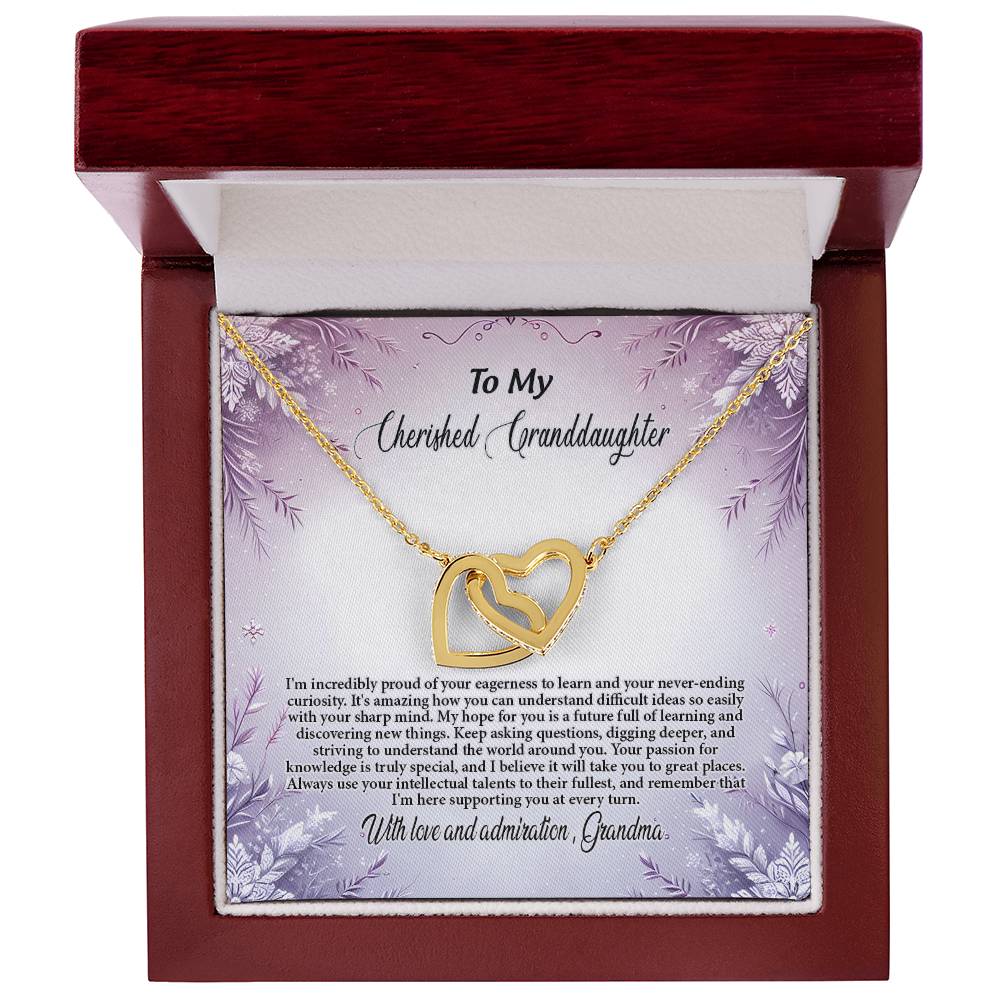 4054c Interlocking Hearts Necklace, Gift to My Granddaughter , with beautiful message card