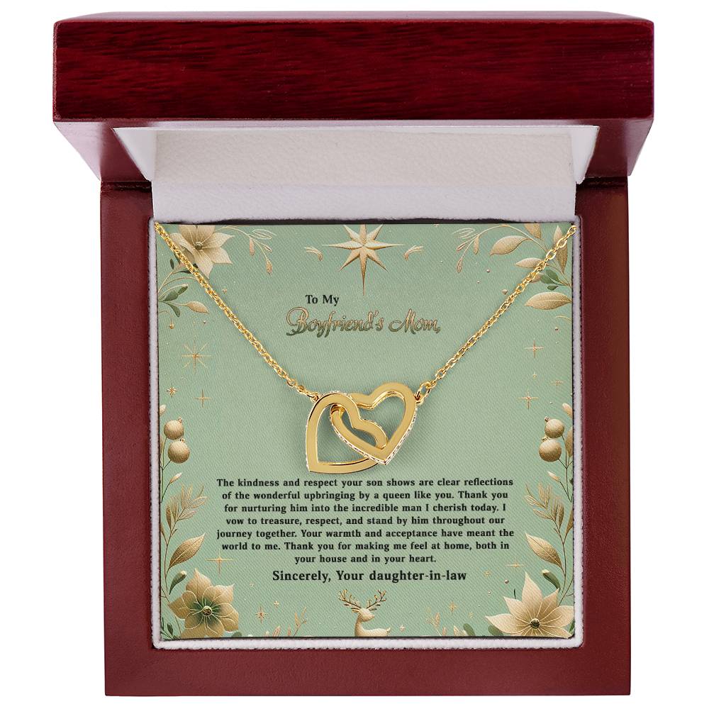 4047a Interlocking Hearts Necklace, Gift to my Boyfriend's Mom with Beautiful Message Card