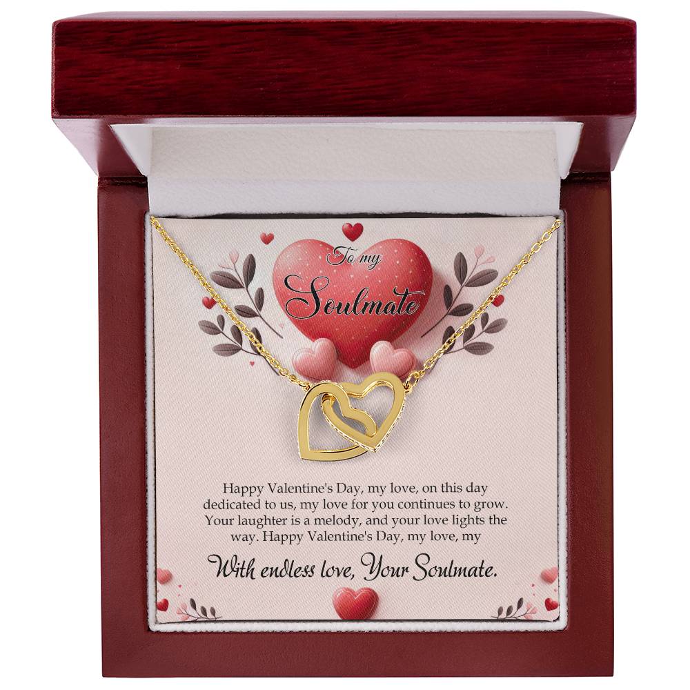 Valentine-st13b Interlocking Hearts neck, Gift to My Soulmate with Message Card