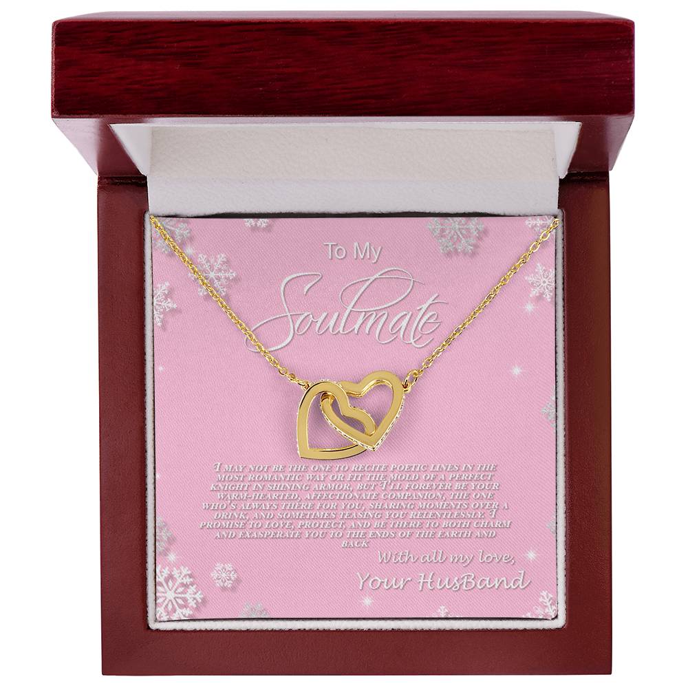 4006b Interlocking Hearts neck, Gift to My Soulmate with Message Card