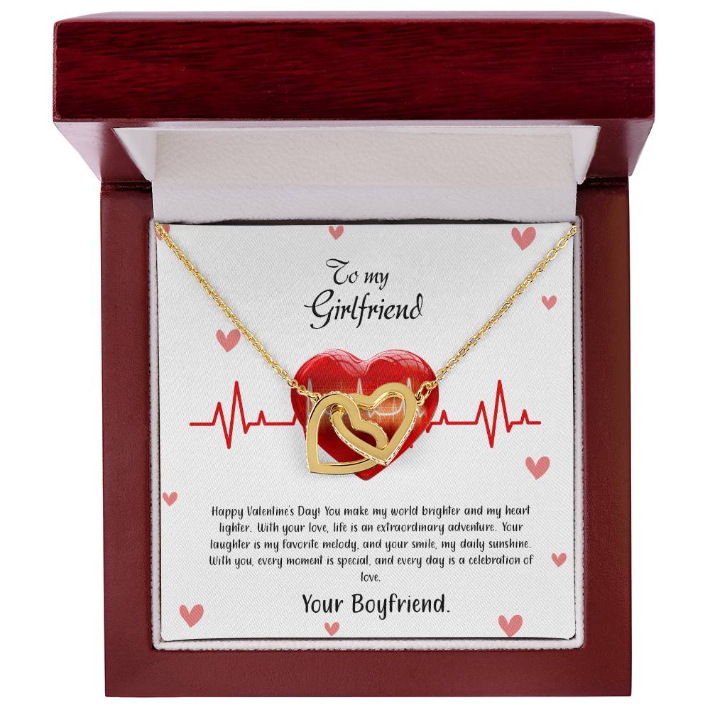 valentine-33c Interlocking Hearts Necklace, Gift to my Girlfriend with Beautiful Message Card