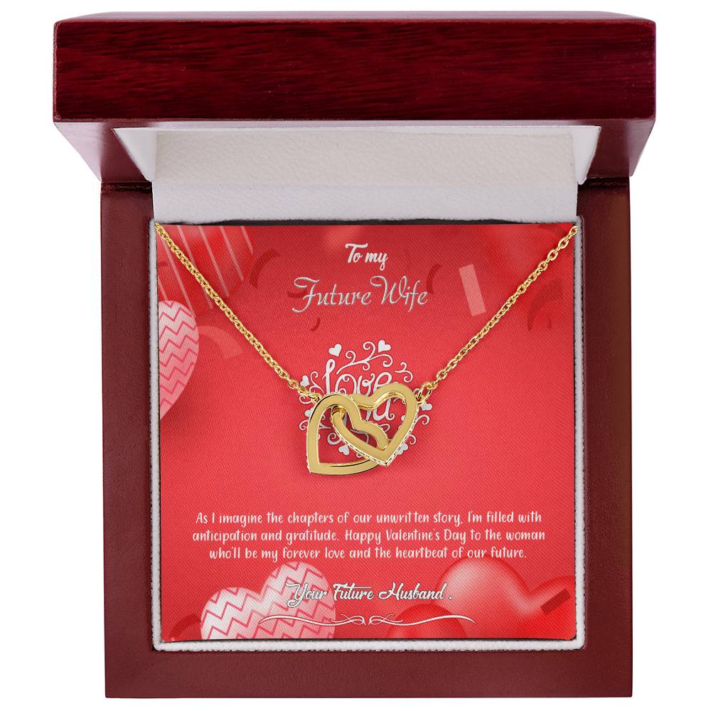 valentine-4d Interlocking Hearts Necklace, Gift to my Future Wife with Beautiful Message Card