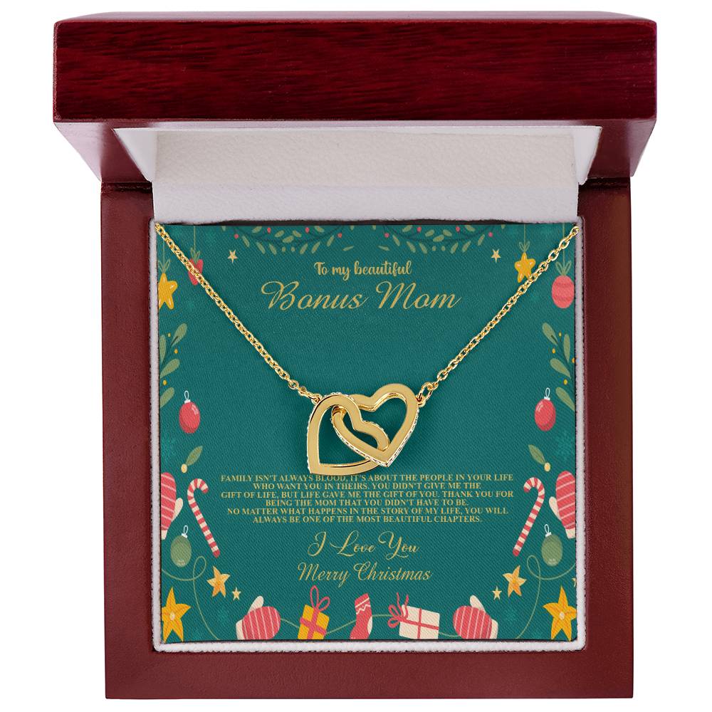 94098c Interlocking Hearts Necklace, Gift to my Stepmom with Beautiful Message Card