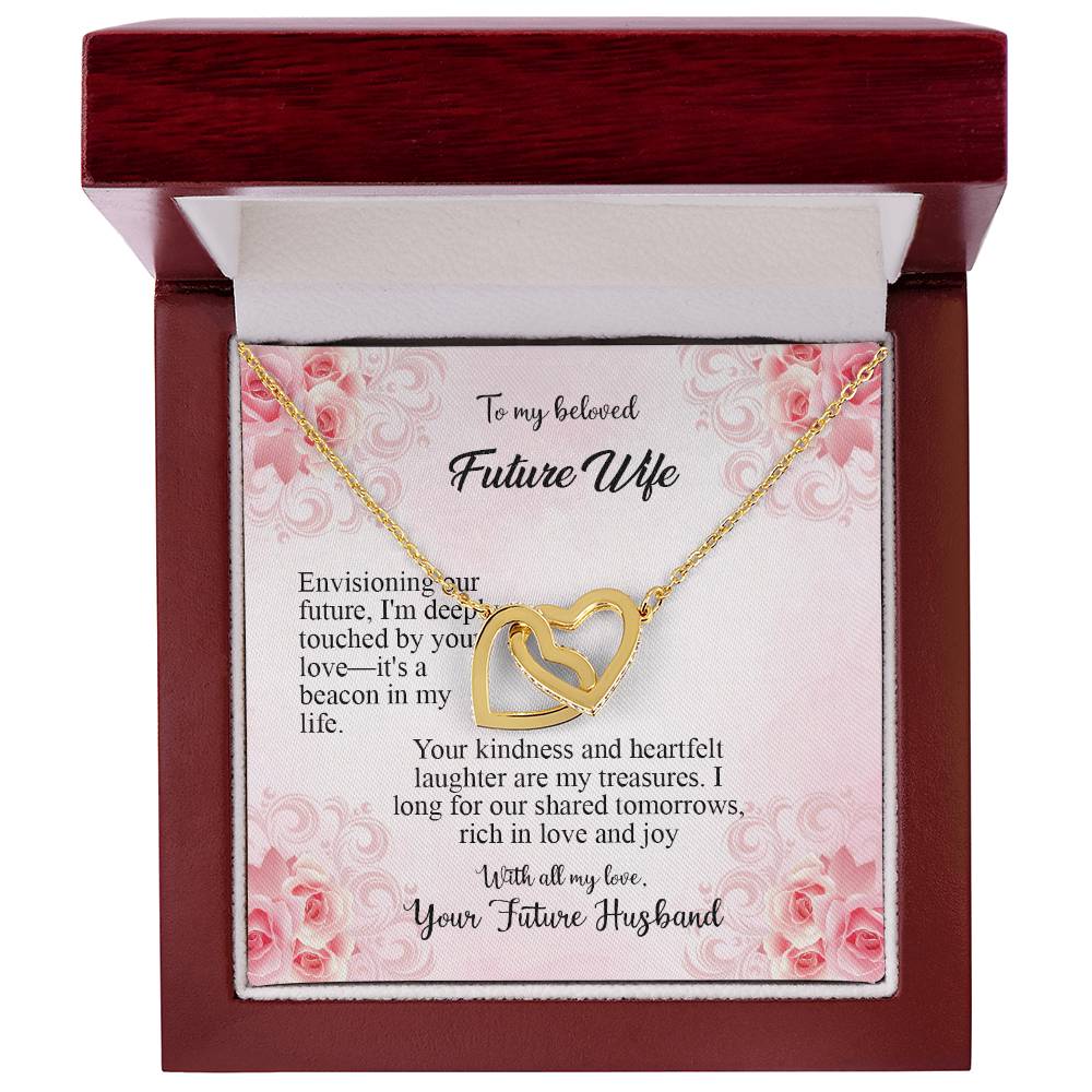 4036b Interlocking Hearts Necklace, Gift to my Future Wife with Beautiful Message Card