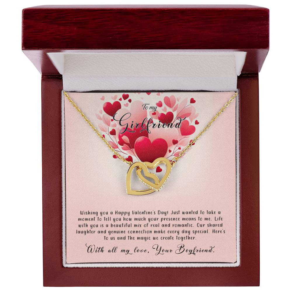 Valentine-st8c Interlocking Hearts Necklace, Gift to my Girlfriend with Beautiful Message Card