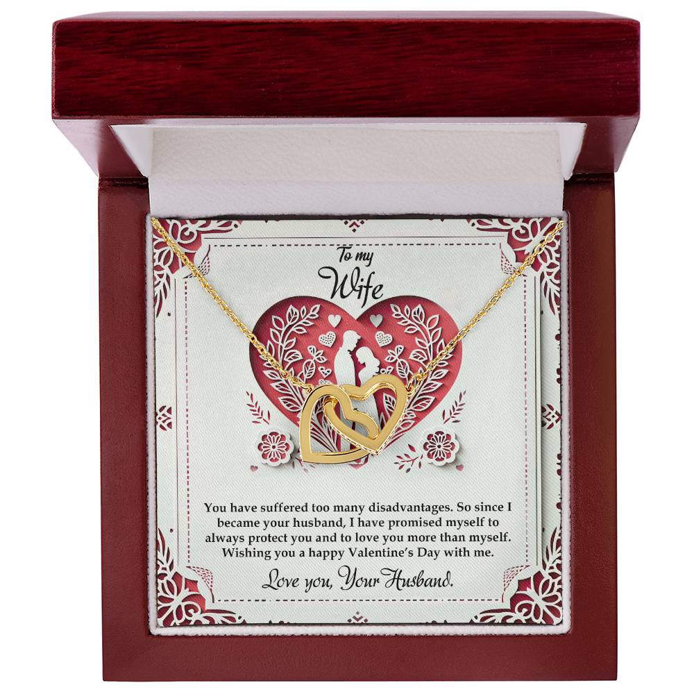 Valentine-st16a Interlocking Hearts Necklace, Gift to my Wife with Beautiful Message Card