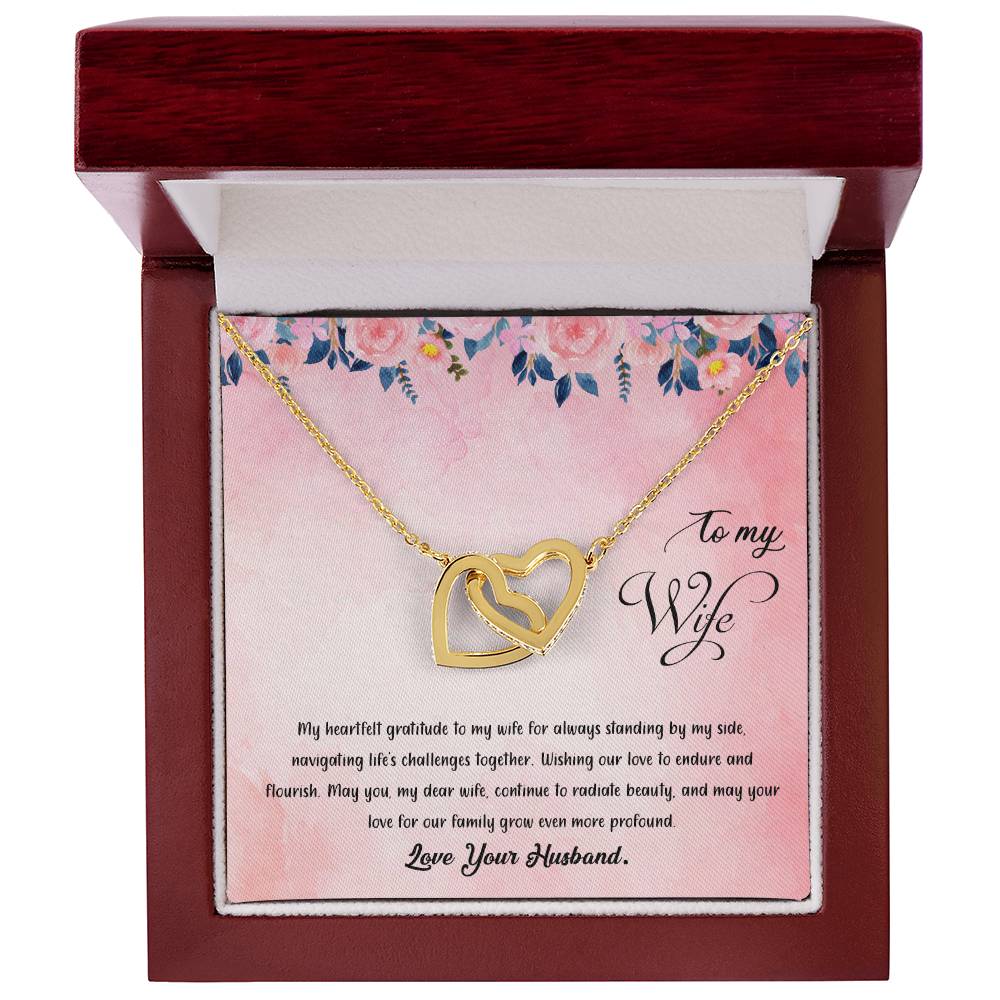 valentine-38a Interlocking Hearts Necklace, Gift to my Wife with Beautiful Message Card