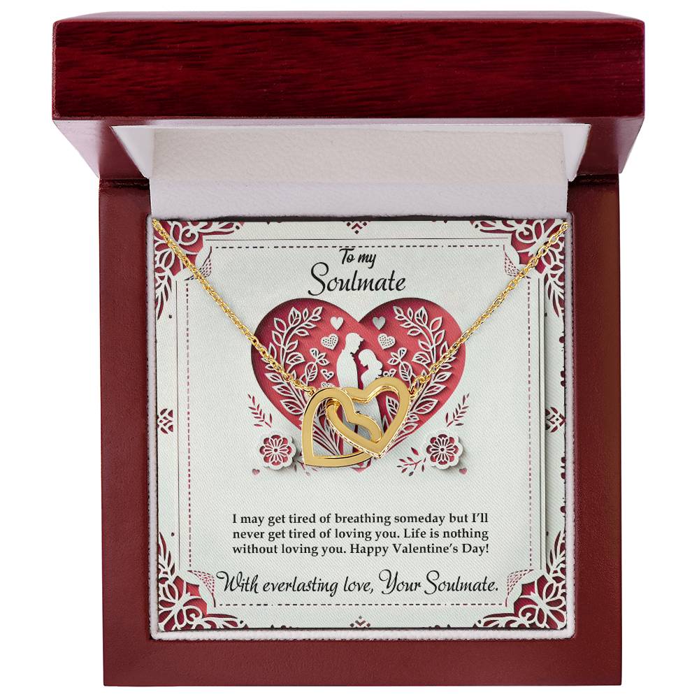 Valentine-st16b Interlocking Hearts neck, Gift to My Soulmate with Message Card