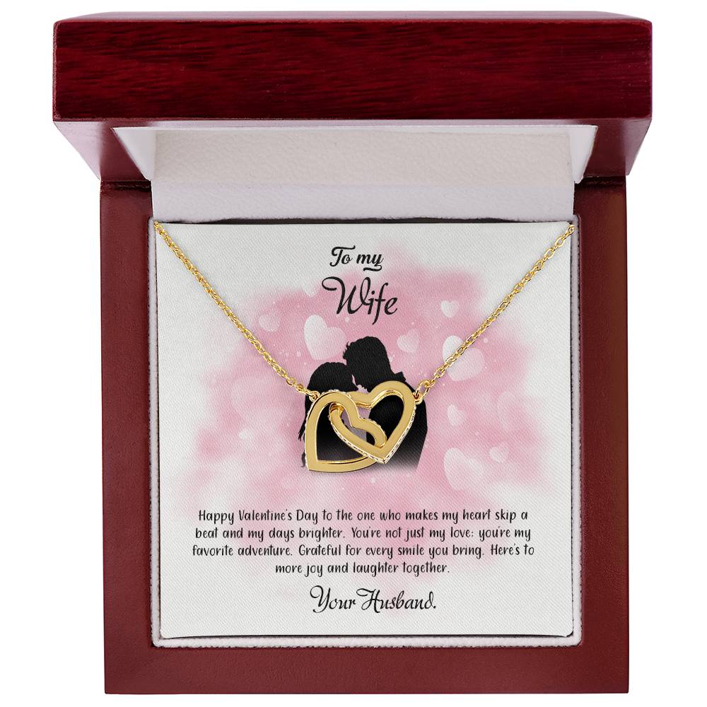 valentine-5a Interlocking Hearts Necklace, Gift to my Wife with Beautiful Message Card