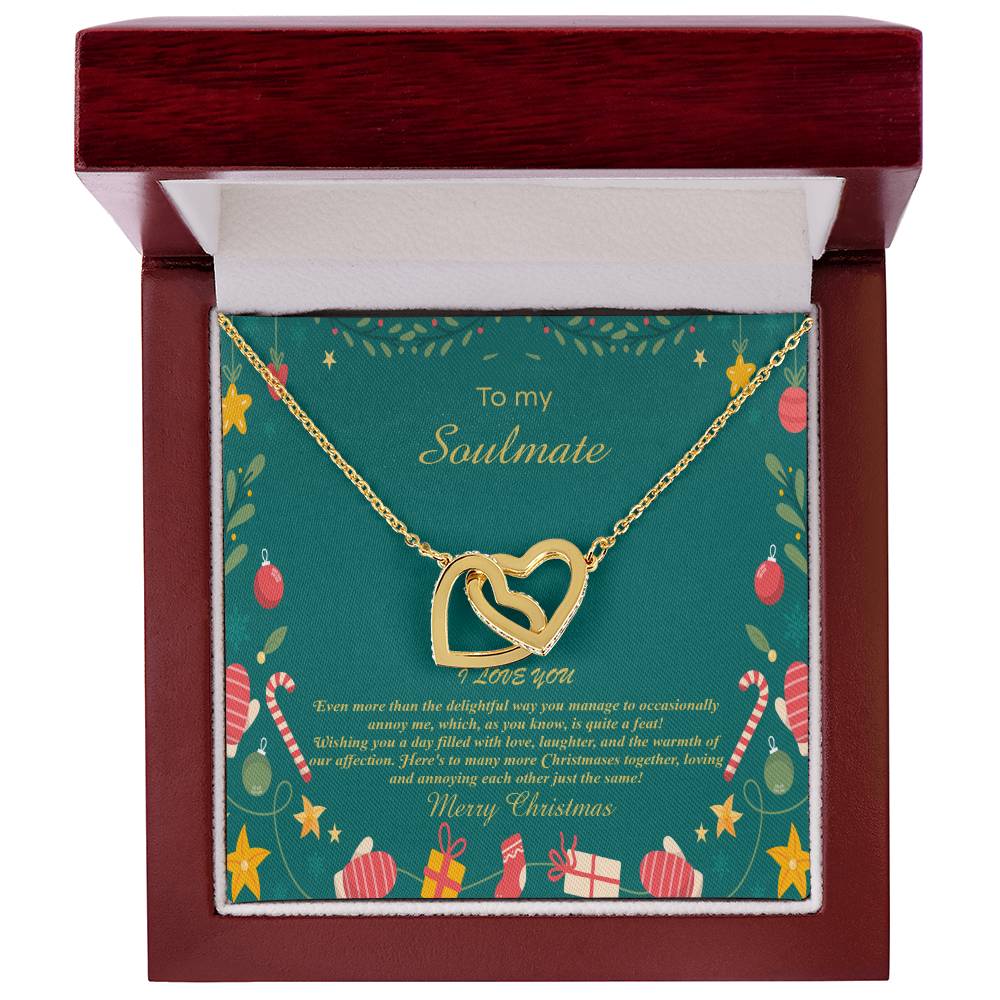 94098b Interlocking Hearts neck, Gift to My Soulmate with Message Card