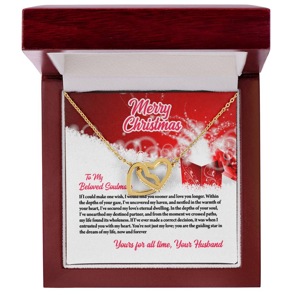 4003c Interlocking Hearts neck, Gift to My Soulmate with Message Card