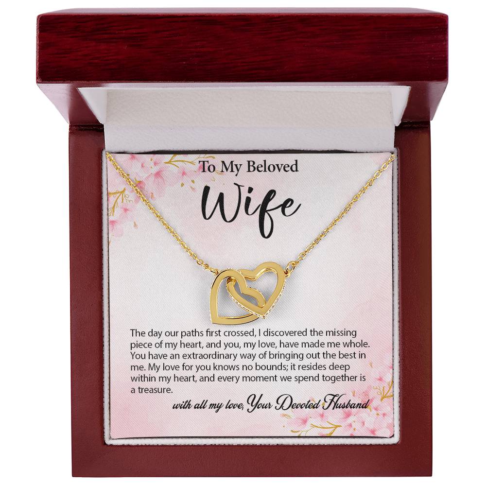 4029a Interlocking Hearts neck, Gift to my Wife with Beautiful Message Card