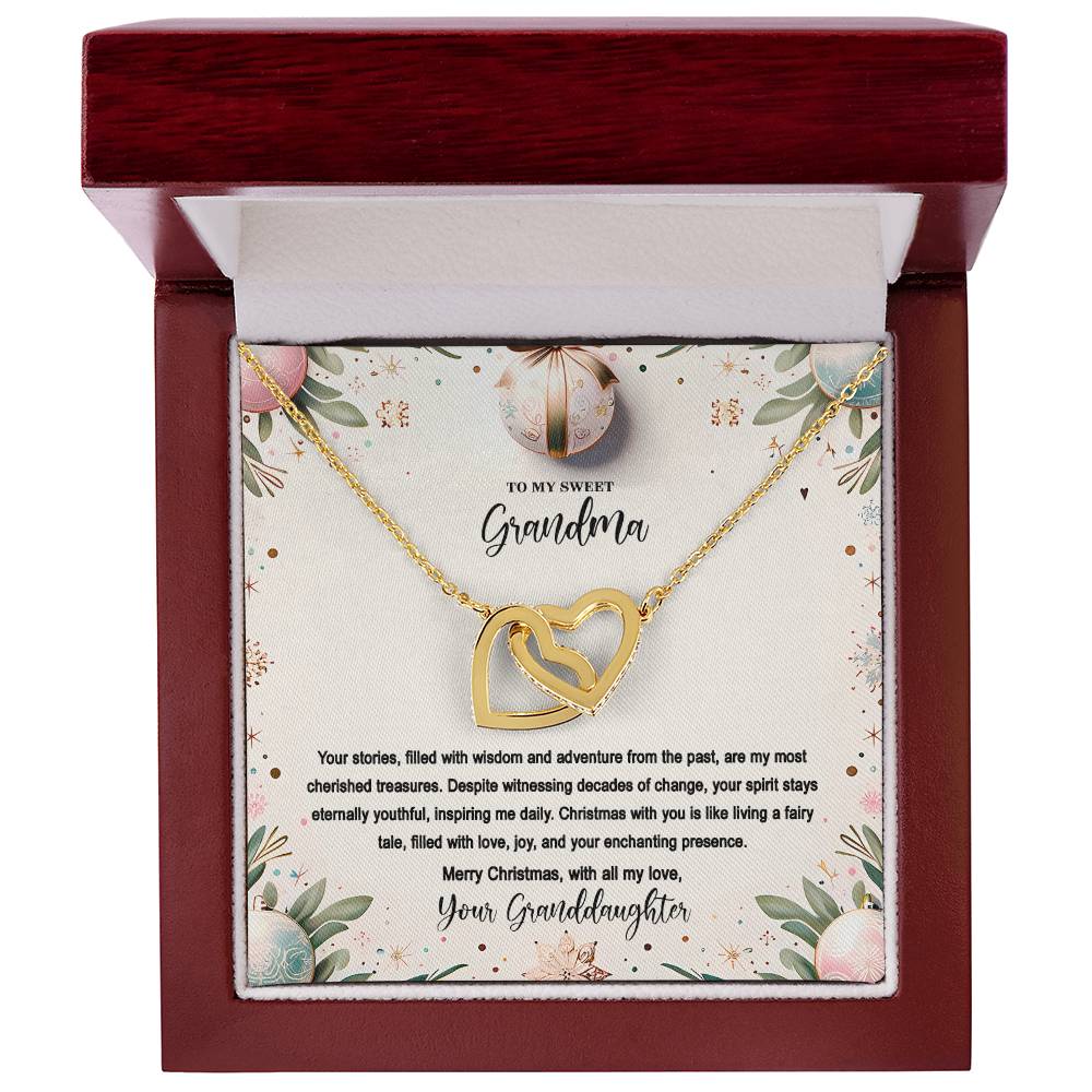 4048(c) Interlocking Hearts Necklace, Gift to my Grandma with Beautiful Message Card