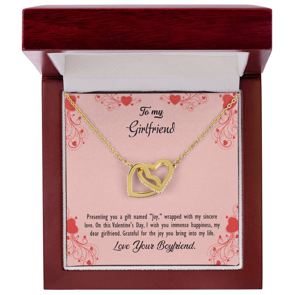 valentine-29c Interlocking Hearts Necklace, Gift to my Girlfriend with Beautiful Message Card