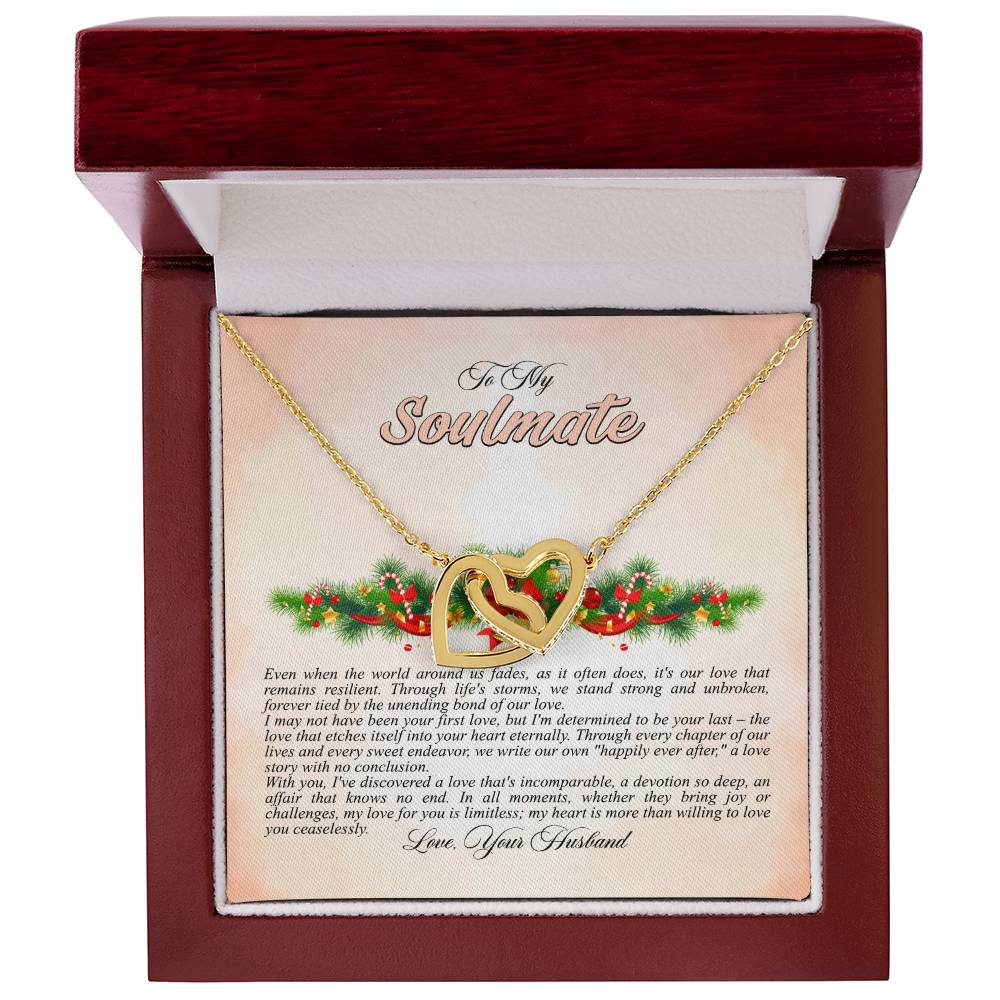 4009a Interlocking Hearts neck, Gift to My Soulmate with Message Card