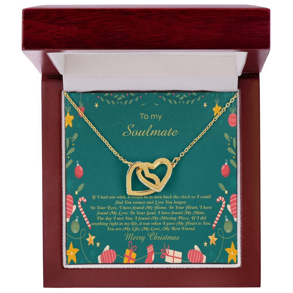 94098a Interlocking Hearts neck, Gift to My Soulmate with Message Card