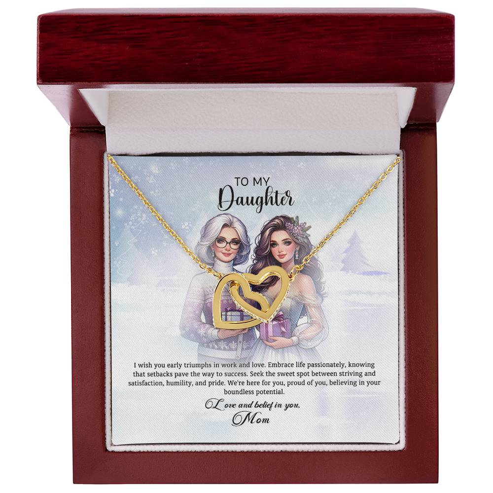 95311c Interlocking Hearts Necklace, Gift to my Daughter with Beautiful Message Card