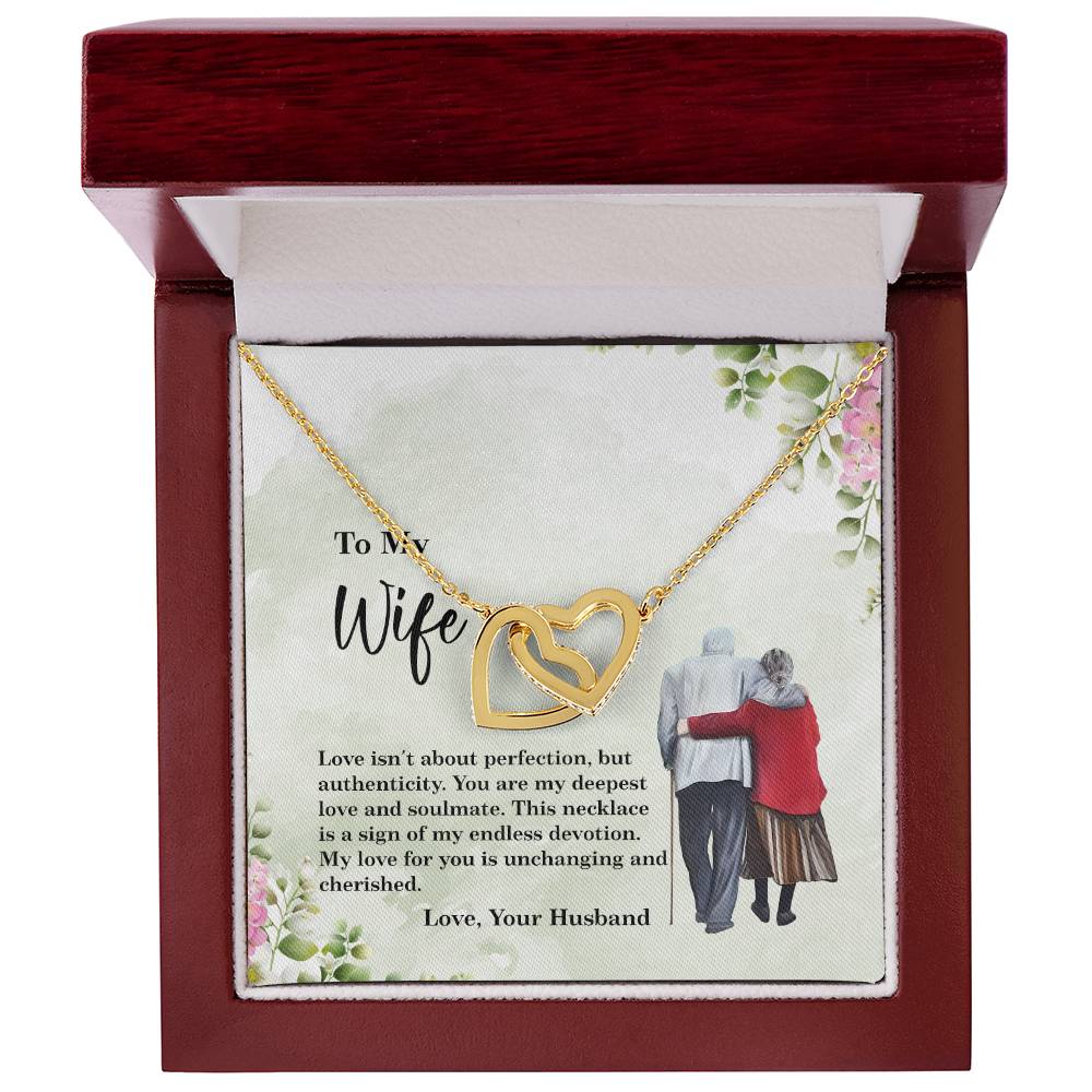 4028b Interlocking Hearts neck, Gift to my Wife with Beautiful Message Card