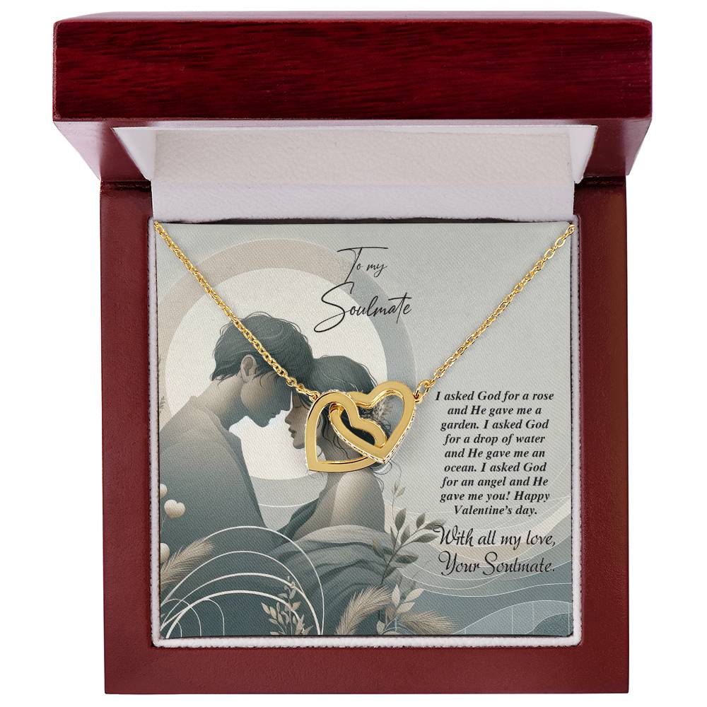 Valentine-st22b Interlocking Hearts neck, Gift to My Soulmate with Message Card