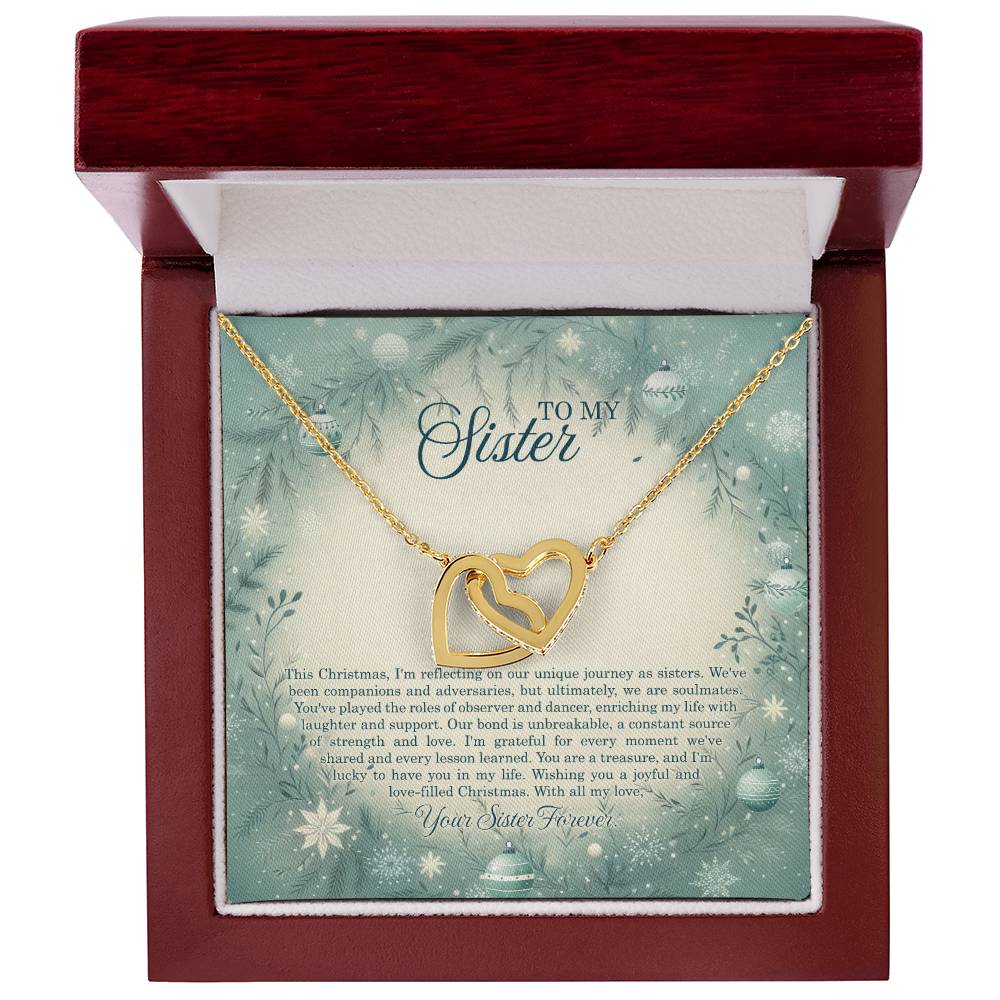 95320c Interlocking Hearts Necklace, Gift to my Sister with Beautiful Message Card